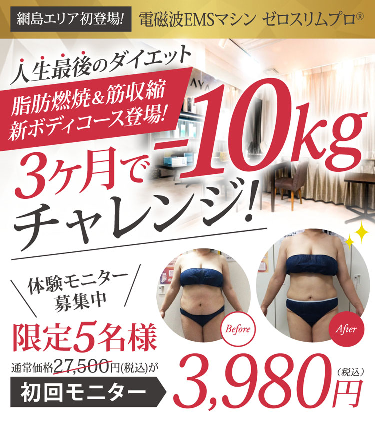 スマホ用 | 3ヶ月で-10kgチャレンジAYAエステティックサロン